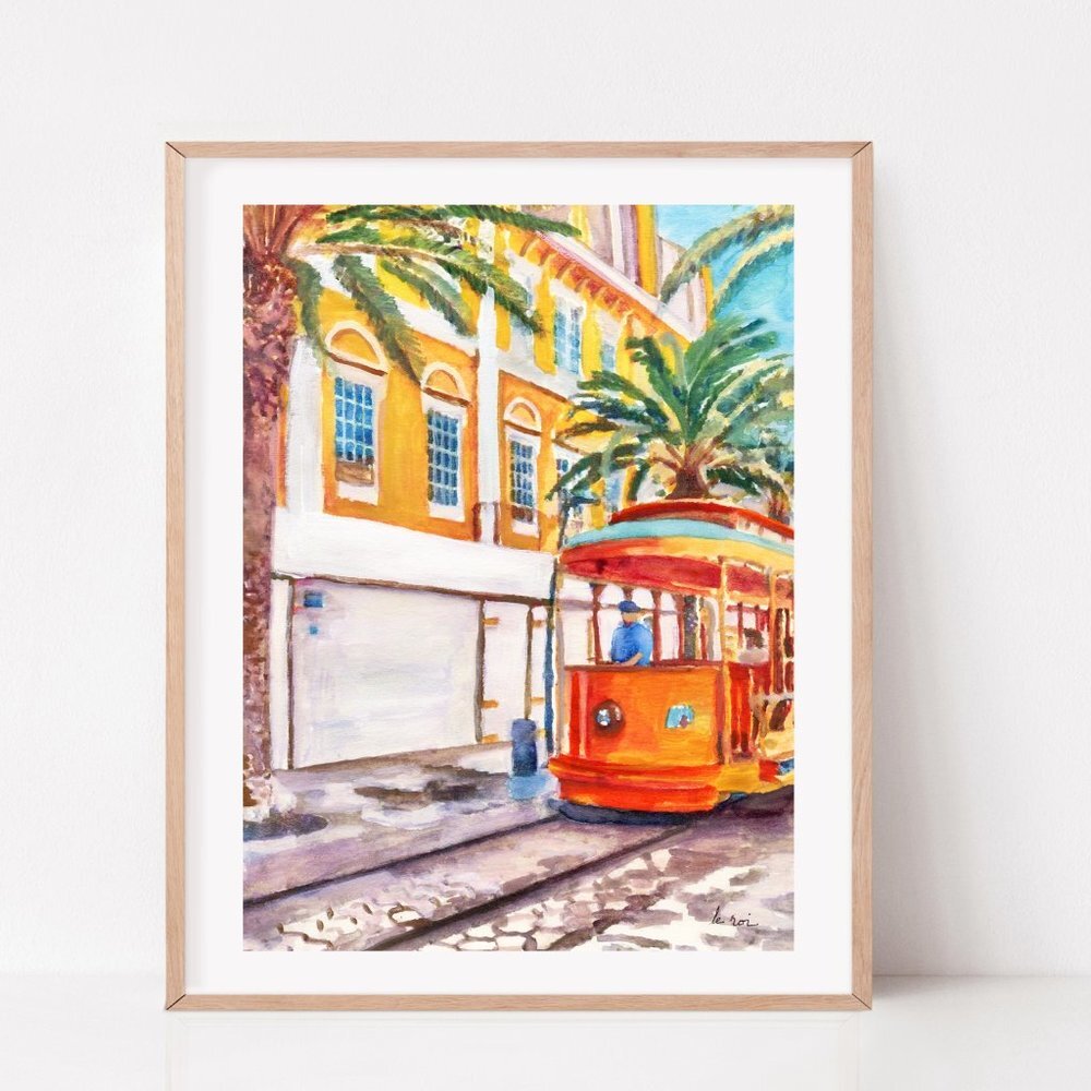8.5x11 inches Lisbon wall art, Portugal art, Portugal travel print, yellow